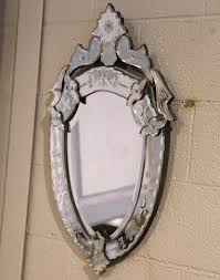 Midcentury Italian Venetian Beveled Shield Mirror With ...