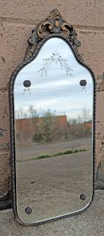 13"x28" Antique Old Wood Wooden Distressed Wall Victorian Etched Mirror Glass | eBay