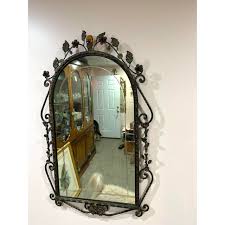 1920s Art Deco Marble Top Iron Demilune Table Mirror | Chairish