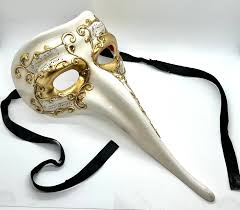 Vintage Venetian Long Nose Mask: Handpainted Casanova ...