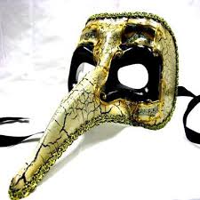 Black and Gold Ornate Long Nose Mask 1841