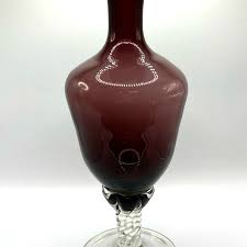 Art Glass Purple Amethyst Twisted Foot Decanter/vase Italian ...