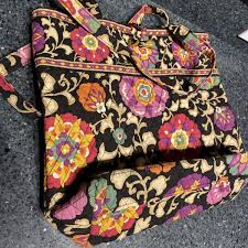 Vera Bradley Plum Large Shoulder Tote Bag Purple Floral ...