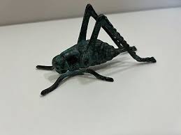 Vintage Bronze Grasshopper Green Black Cast Bug Heavy Good ...