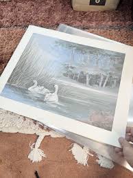 Swans In A Stormy Swamp Early Morning Painting On Canvas 12x15.75 15x18 | eBay