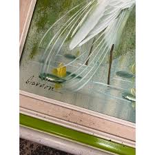 1960s Pair of Snowy Egret Framed Paintings by Gordon | Chairish