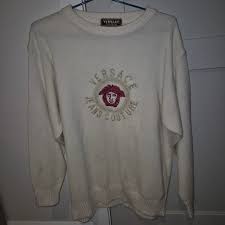 VERSACE JEANS COUTURE Wool knit sweater in light... | Depop