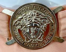 Versace S/S 2005 Runway Peach Salmon Silk Jersey Halter Gown Evening Dress at 1stDibs | versace halter dress, versace 2005 blue dress, versace 2005 dress