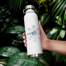 White Snowflakes Insulated Water Bottle, Snowflake Water ...