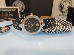 Versus by Versace Women's SCM020016 'V Eyelet' Steel Leather Black Watch | eBay