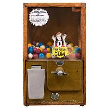 US Wooden Bubblegum Vending Machine, 1950s at 1stDibs | 1950s gumball machine, wooden vending machine toy, 1950s vending machine