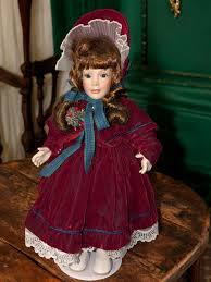 Vintage Musical Porcelain Doll in a Velvet Red Dress - Etsy