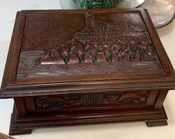 Vintage Wooden Hand Carved Lighthouse Design Jewelry Box ...