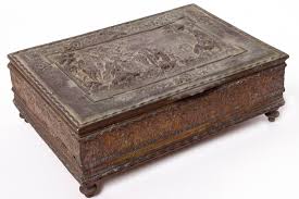 Antique Aged Metal Accessory Box | Chairish