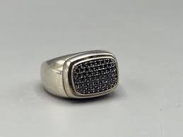 David Yurman Men's Streamline Signet Black Diamond Sterling ...