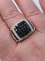 Judith Ripka Black Spinel Ring - 925 Sterling Silver - Size 11 ...