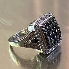 Jewelry | 925 Sterling Silver Black Spinel Square Ring Size ...