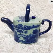 Dining | Celadon Glazed Oval Shape Variant Blue Willow Teapot | Poshmark