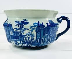 VTG Ironstone Blue & White Transferware Chamber Pot Snake ...