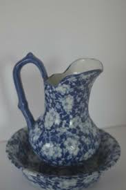 Royal Crownford Staffordshire Blue Calico Pitcher Bowl Wash ...