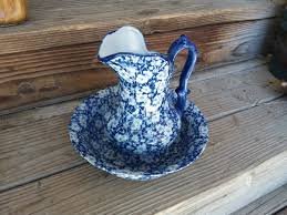 Antique Large Victoria Ware Blue White Calico Ironstone ...
