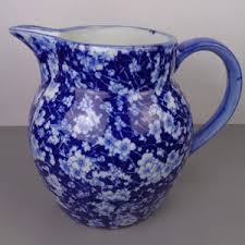 Vintage Flow Blue Victoria Ironstone Pitcher, Vintage Blue Calico Victoria Ironstone Pitcher - Etsy
