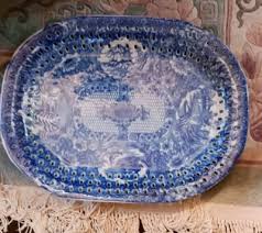 Antique Victoria Ware England Blue & White Pierced Ironstone Platter 1900s 17" | eBay