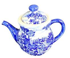 VTG Victoria Ware Ironstone Flow Blue Transferware Tea Pot ...