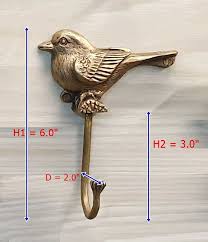 Brass Hook Hanger Half BIRD Figurine Wall Mount Hat Coat ...