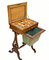 Victorian Sewing Table with Work Box in Walnut, 1860s for ...