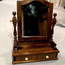 Ethan Allen Antiqued Pine Cheval Mirror Jewelry Box Shaving ...