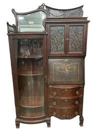 Sold at Auction: Side by side curved glass secretary desk ...