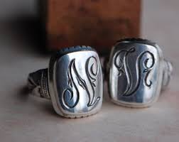 Victorian-style Rectangular Sterling or Gold Engraved Signet ...