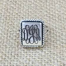 Sterling Silver Monogram Engravable Rectangular Shape with ...