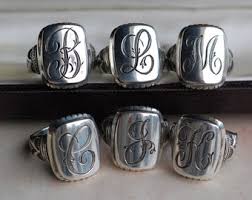 Victorian-style Rectangular Sterling or Gold Engraved Signet ...