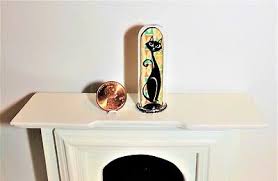 Dollhouse Miniature Mid-Century Modern Black Cat Art 1:12 OOAK in Glass Dome NEW | eBay