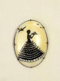 Antique Victorian Silhouette Portrait Brooch Hand Painted Luster Cameo Pin | eBay