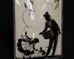 Vintage Silhouettes Set of Carnival Circus Boy Girl Curved ...