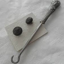 ANTIQUE Vintage Set 2 Rubber Rose Flower Buttons & Sterling Silver Handle Glove Button Hook Costume Clothing Vanity Accessory - Etsy