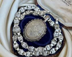 Victorian Silver Collar and Locket Necklace - Etsy