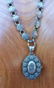 Antique Hallmarked English Silver BOOKCHAIN Floral LOCKET ...