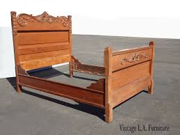 Vintage French Country Brown Full Bed Frame Headboard & FB ...