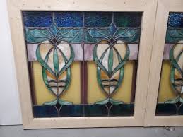 ANTIQUE AMERICAN STAINED GLASS WINDOW PAIR ARCHITECTURAL SALVAGE | eBay