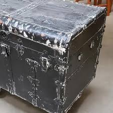 19th Century Wood and Metal Steamer Trunk With Leather Edges - Etsy