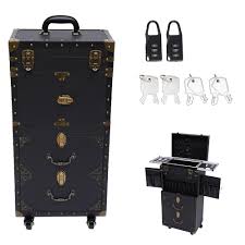 Drawer Luggage Suitcase with Makeup Hairdressing Tools Storage, 32 In-Retro Black Luggage Travel Organizer Barber Shop Cosmetic Trolley for Stylist, Beauty, Salon, Makeup Artist, E:Drawer Luggage : Amazon.sg: Beauty