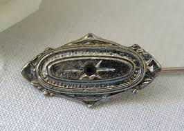 Vintage Edwardian Jet Black Stone Stick Pin | The Pink Rose ...