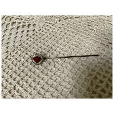 Victorian Red Stone and Gold plated Stick Pin marked J.H.R.. For Sale at Ruby Lane
