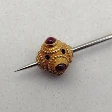 10mm 18K Yellow Gold Designer Spacer Bead, Ruby Color Stone Bead Finding Charm | eBay