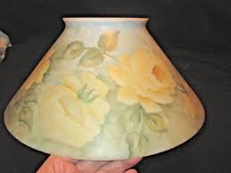 VINTAGE~~~13 3/4" MILK GLASS SLANT SHADE YELLOW FLOWERS | eBay