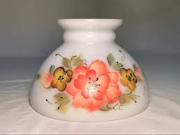 Antique Milk Glass Oil Lamp Shade: Hand-painted Floral Decor ...